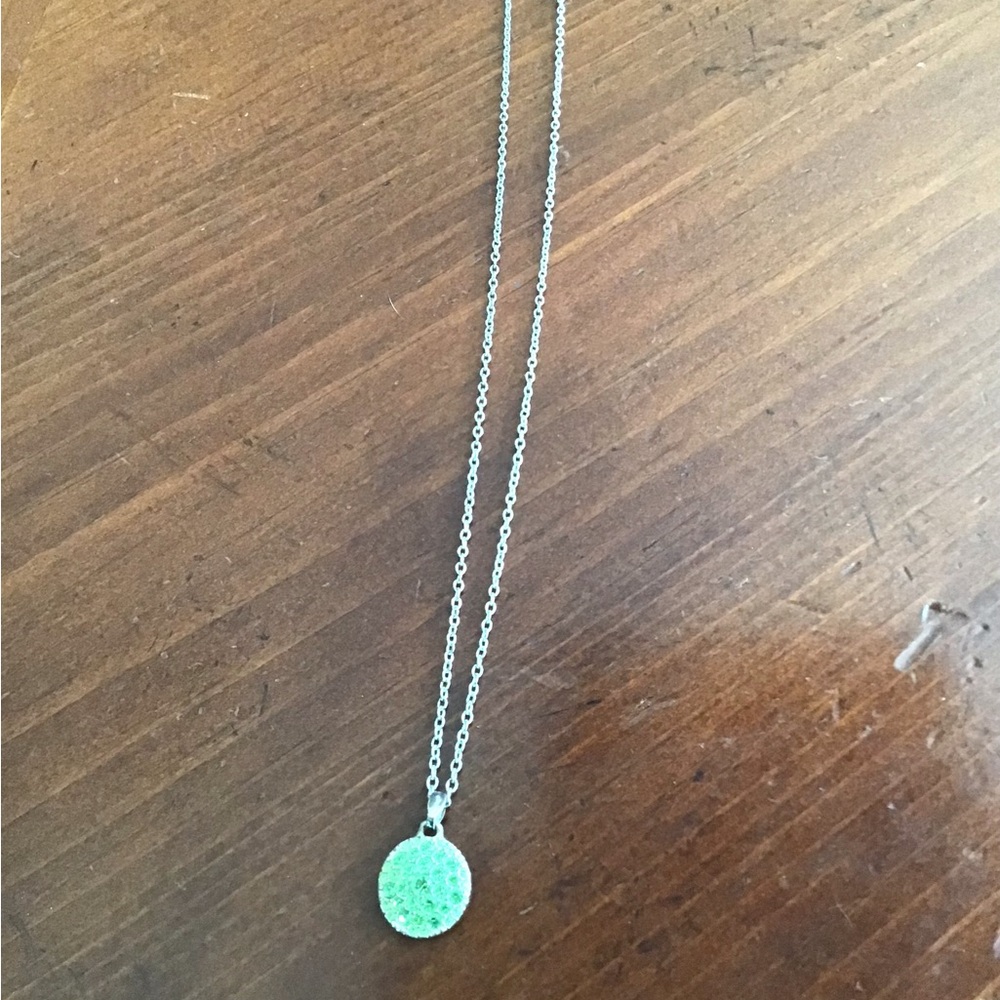 Avon Elegant Silver Necklace with Green Charm